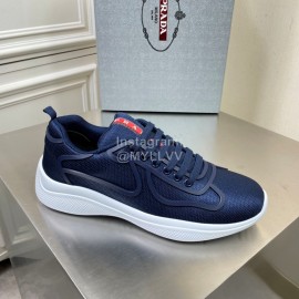 Prada New Cowhide Casual Sneakers For Men Navy