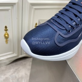 Prada New Cowhide Casual Sneakers For Men Navy
