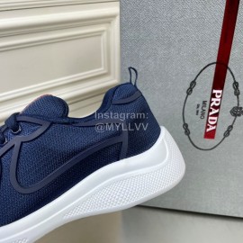 Prada New Cowhide Casual Sneakers For Men Navy