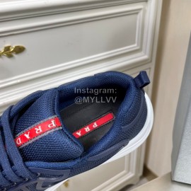 Prada New Cowhide Casual Sneakers For Men Navy