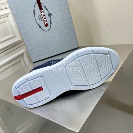 Prada New Cowhide Casual Sneakers For Men Navy