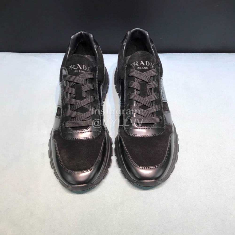 Prada Suede Cloth Leather Sneakers For Men Black