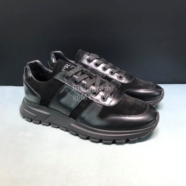 Prada Suede Cloth Leather Sneakers For Men Black