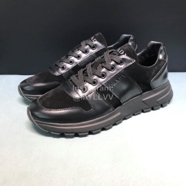 Prada Suede Cloth Leather Sneakers For Men Black