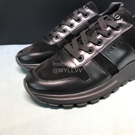 Prada Suede Cloth Leather Sneakers For Men Black