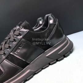 Prada Suede Cloth Leather Sneakers For Men Black