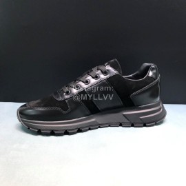 Prada Suede Cloth Leather Sneakers For Men Black