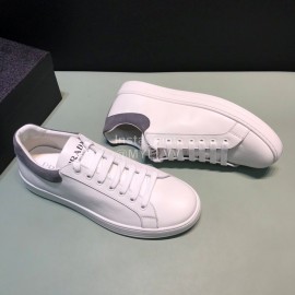 Prada New White Calf Leather Casual Sneakers For Men Gray