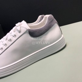 Prada New White Calf Leather Casual Sneakers For Men Gray