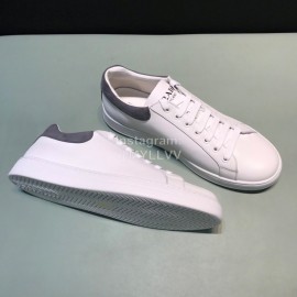 Prada New White Calf Leather Casual Sneakers For Men Gray