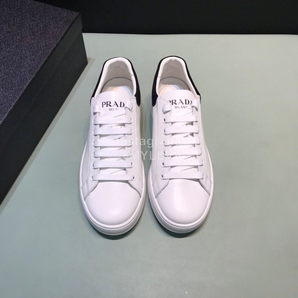 Prada New White Calf Leather Casual Sneakers For Men Black