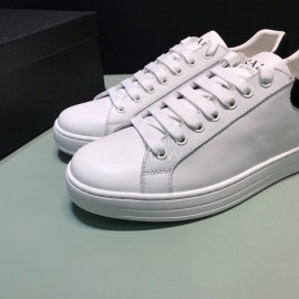 Prada New White Calf Leather Casual Sneakers For Men Black