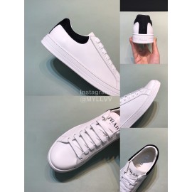 Prada New White Calf Leather Casual Sneakers For Men Black