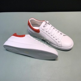 Prada New White Calf Leather Casual Sneakers For Men Orange