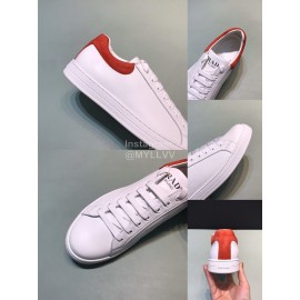Prada New White Calf Leather Casual Sneakers For Men Orange