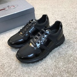 Prada Calf Leather Lace Up Sneakers For Men Black