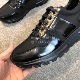 Prada Calf Leather Lace Up Sneakers For Men Black