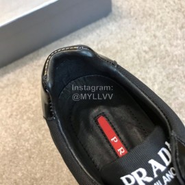 Prada Calf Leather Lace Up Sneakers For Men Black