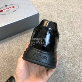 Prada Calf Leather Lace Up Sneakers For Men Black