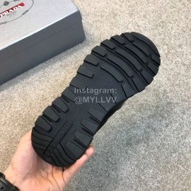 Prada Calf Leather Lace Up Sneakers For Men Black
