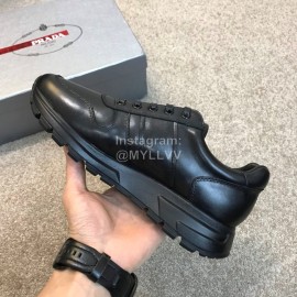 Prada Black Calf Leather Lace Up Sneakers For Men