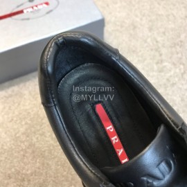 Prada Black Calf Leather Lace Up Sneakers For Men