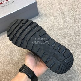 Prada Black Calf Leather Lace Up Sneakers For Men