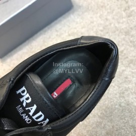 Prada Calf Leather Lace Up Sneakers Black For Men