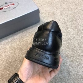 Prada Calf Leather Lace Up Sneakers Black For Men