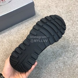 Prada Calf Leather Lace Up Sneakers Black For Men
