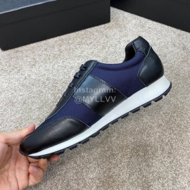 Prada Calf Leather Lace Up Sneakers For Men Navy