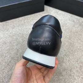 Prada Calf Leather Lace Up Sneakers For Men Navy