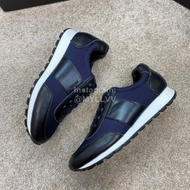 Prada Calf Leather Lace Up Sneakers For Men Navy