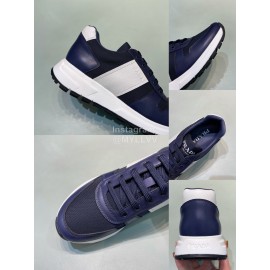 Prada New Navy Palmprint Leather Casual Sneakers For Men 
