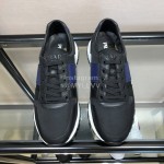 Prada Mesh Cowhide Casual Sneakers For Men Blue