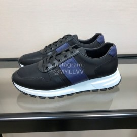 Prada Mesh Cowhide Casual Sneakers For Men Blue