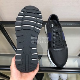 Prada Mesh Cowhide Casual Sneakers For Men Blue
