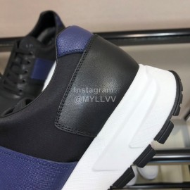 Prada Mesh Cowhide Casual Sneakers For Men Blue
