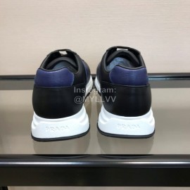 Prada Mesh Cowhide Casual Sneakers For Men Blue