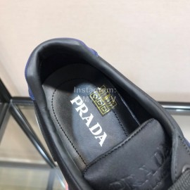 Prada Mesh Cowhide Casual Sneakers For Men Blue