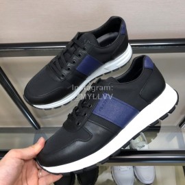 Prada Mesh Cowhide Casual Sneakers For Men Blue
