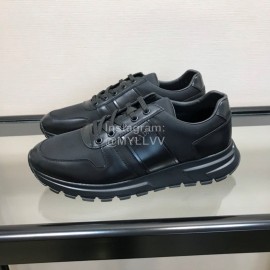 Prada Mesh Cowhide Casual Sneakers For Men Black