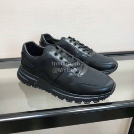Prada Mesh Cowhide Casual Sneakers For Men Black
