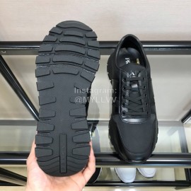 Prada Mesh Cowhide Casual Sneakers For Men Black