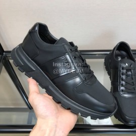 Prada Mesh Cowhide Casual Sneakers For Men Black