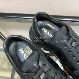 Prada Mesh Cowhide Casual Sneakers For Men Black