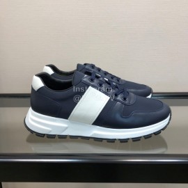 Prada Summer Mesh Cowhide Casual Sneakers For Men Blue