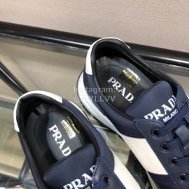 Prada Summer Mesh Cowhide Casual Sneakers For Men Blue