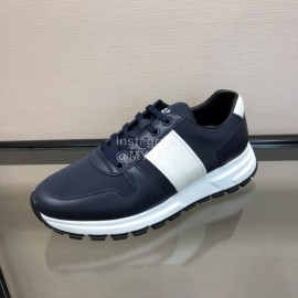 Prada Summer Mesh Cowhide Casual Sneakers For Men Blue