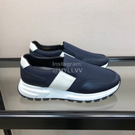 Prada Summer Mesh Cowhide Sneakers For Men Blue